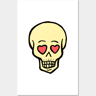 Happy Skull with Hearts Posters and Art